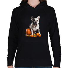 PRINTFASHION francia bulldog tökkel - Női kapucnis pulóver - Fekete