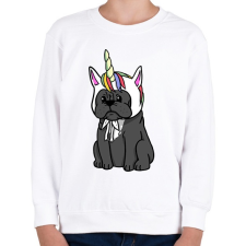 PRINTFASHION Francia bulldog unikornis - Gyerek pulóver - Fehér gyerek pulóver, kardigán