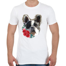 PRINTFASHION Francia bulldog virággal - Férfi póló - Fehér