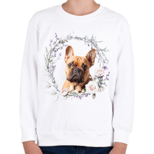 PRINTFASHION francia bulldog virágokkal - Gyerek pulóver - Fehér gyerek pulóver, kardigán