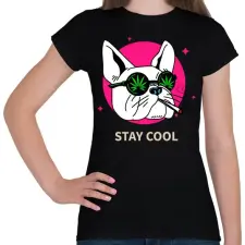 PRINTFASHION Francia Bulldog Weed - Női póló - Fekete női póló