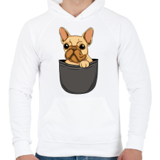 PRINTFASHION Francia bulldog zsebminta - Férfi kapucnis pulóver - Fehér férfi pulóver, kardigán