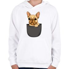 PRINTFASHION Francia bulldog zsebminta - Gyerek kapucnis pulóver - Fehér gyerek pulóver, kardigán