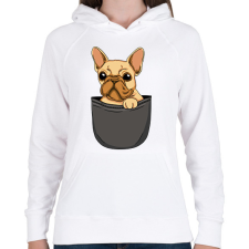 PRINTFASHION Francia bulldog zsebminta - Női kapucnis pulóver - Fehér női pulóver, kardigán