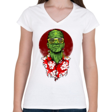 PRINTFASHION Frank nyaral - Női V-nyakú póló - Fehér