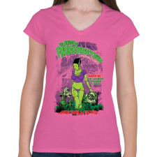 PRINTFASHION Frankenstein menyasszonya - Női V-nyakú póló - Rózsaszín női póló
