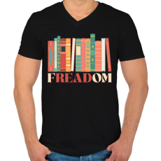 PRINTFASHION Freadom - Férfi V-nyakú póló - Fekete