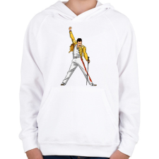 PRINTFASHION Freddie Mercury  - Gyerek kapucnis pulóver - Fehér gyerek pulóver, kardigán