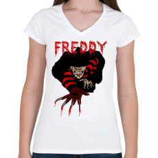 PRINTFASHION freddy cartoon - Női V-nyakú póló - Fehér