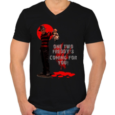 PRINTFASHION FREDDY COMING FOR YOU - Férfi V-nyakú póló - Fekete férfi póló