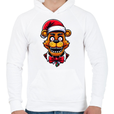 PRINTFASHION Freddy Fazbear Karácsonyi minta - Férfi kapucnis pulóver - Fehér férfi pulóver, kardigán