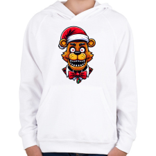 PRINTFASHION Freddy Fazbear Karácsonyi minta - Gyerek kapucnis pulóver - Fehér gyerek pulóver, kardigán