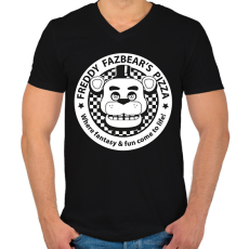PRINTFASHION Freddy Fazbear's Pizza - Férfi V-nyakú póló - Fekete