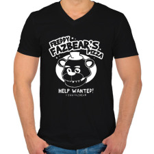 PRINTFASHION Freddy Fazbears pizza2 - Férfi V-nyakú póló - Fekete férfi póló