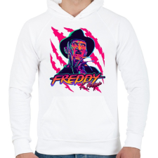 PRINTFASHION Freddy Krueger - Férfi kapucnis pulóver - Fehér férfi pulóver, kardigán