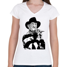 PRINTFASHION Freddy_Krueger - Női V-nyakú póló - Fehér női póló