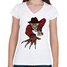 PRINTFASHION freddy - Női V-nyakú póló - Fehér
