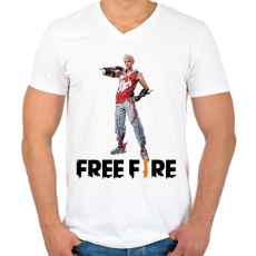 PRINTFASHION Free fire ignis - Férfi V-nyakú póló - Fehér