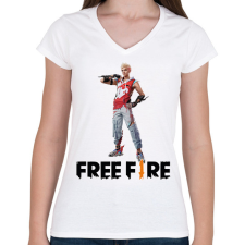 PRINTFASHION Free fire ignis - Női V-nyakú póló - Fehér női póló