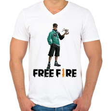 PRINTFASHION Free fire ryden - Férfi V-nyakú póló - Fehér