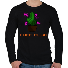 PRINTFASHION FREE HUGS - Férfi hosszú ujjú póló - Fekete férfi póló
