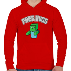 PRINTFASHION Free Hugs - Férfi kapucnis pulóver - Piros