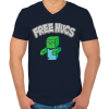 PRINTFASHION Free Hugs - Férfi V-nyakú póló - Sötétkék