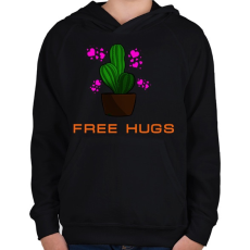 PRINTFASHION FREE HUGS - Gyerek kapucnis pulóver - Fekete