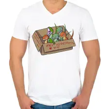 PRINTFASHION Free velociraptors - Férfi V-nyakú póló - Fehér férfi póló