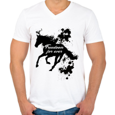 PRINTFASHION freedom for ever - Férfi V-nyakú póló - Fehér