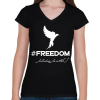 PRINTFASHION #freedoom fehér - Női V-nyakú póló - Fekete