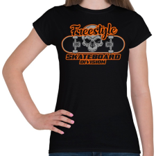 PRINTFASHION Freestyle gördeszkás - Női póló - Fekete női póló