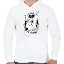 PRINTFASHION french bulldog - Férfi kapucnis pulóver - Fehér férfi pulóver, kardigán