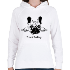 PRINTFASHION French Bulldog - Női kapucnis pulóver - Fehér női pulóver, kardigán