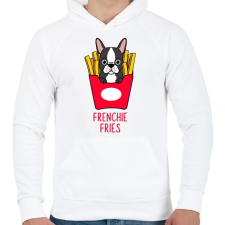 PRINTFASHION Frenchie Fries  - Férfi kapucnis pulóver - Fehér férfi pulóver, kardigán