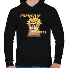 PRINTFASHION FRENCHIE FRIES - Férfi kapucnis pulóver - Fekete férfi pulóver, kardigán