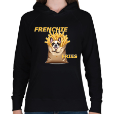 PRINTFASHION FRENCHIE FRIES - Női kapucnis pulóver - Fekete női pulóver, kardigán