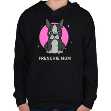 PRINTFASHION Frenchie Mum - Gyerek kapucnis pulóver - Fekete gyerek pulóver, kardigán
