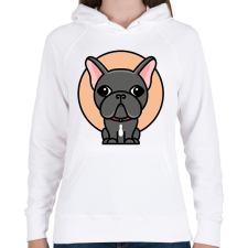 PRINTFASHION Frenchie - Női kapucnis pulóver - Fehér női pulóver, kardigán