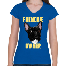PRINTFASHION FRENCHIE OWNER 2 - Női V-nyakú póló - Királykék