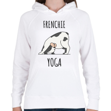 PRINTFASHION FRENCHIE YOGA - Női kapucnis pulóver - Fehér