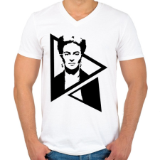 PRINTFASHION Frida Kahlo - Férfi V-nyakú póló - Fehér férfi póló