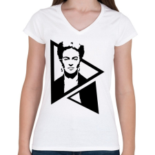 PRINTFASHION Frida Kahlo - Női V-nyakú póló - Fehér női póló