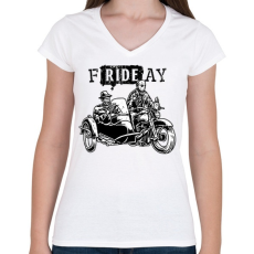 PRINTFASHION fRIDEay - Női V-nyakú póló - Fehér