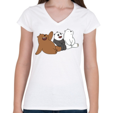 PRINTFASHION Friend Bears 2 - Női V-nyakú póló - Fehér női póló