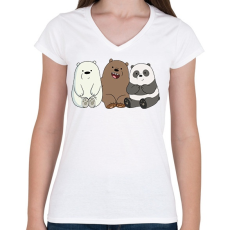 PRINTFASHION Friend Bears - Női V-nyakú póló - Fehér