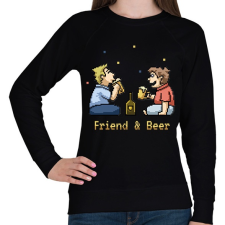 PRINTFASHION Friend & Beer - Női pulóver - Fekete női pulóver, kardigán