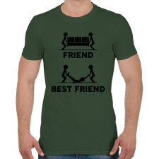 PRINTFASHION Friend - Best friend - Férfi póló - Katonazöld férfi póló