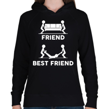 PRINTFASHION Friend - Best friend (white) - Női kapucnis pulóver - Fekete női pulóver, kardigán