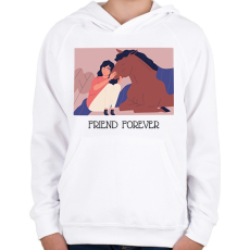PRINTFASHION Friend forever - Lovas minta - Gyerek kapucnis pulóver - Fehér